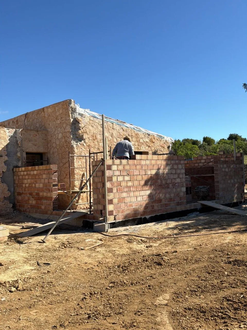 Muro de piedra en construcción — Selva